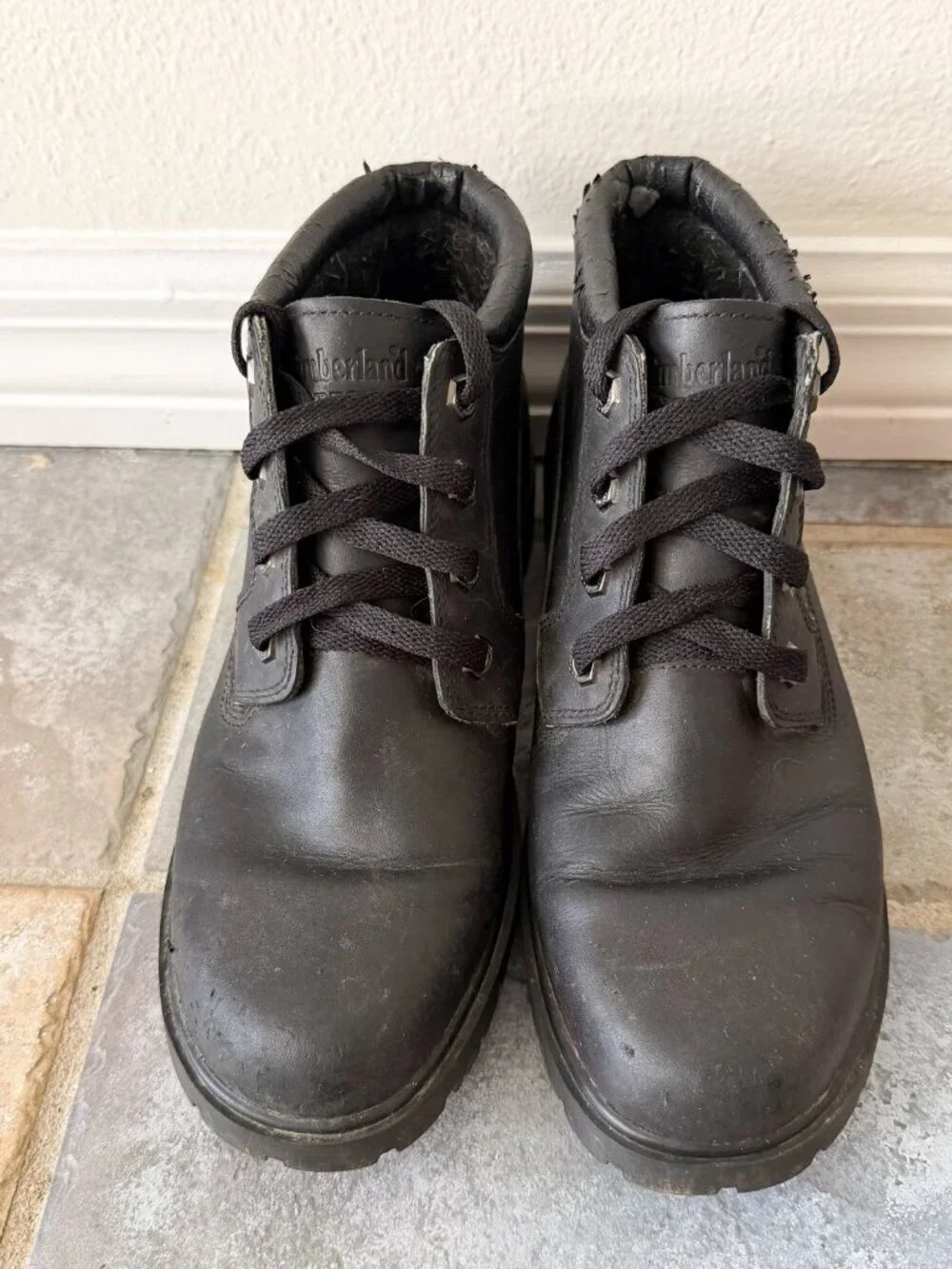 Timberland 1973 Newman Black Leather Chukka Boots Lace Up Ankle Work Mens 8.5